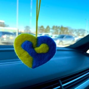 Felted heart. Car mirror charm
